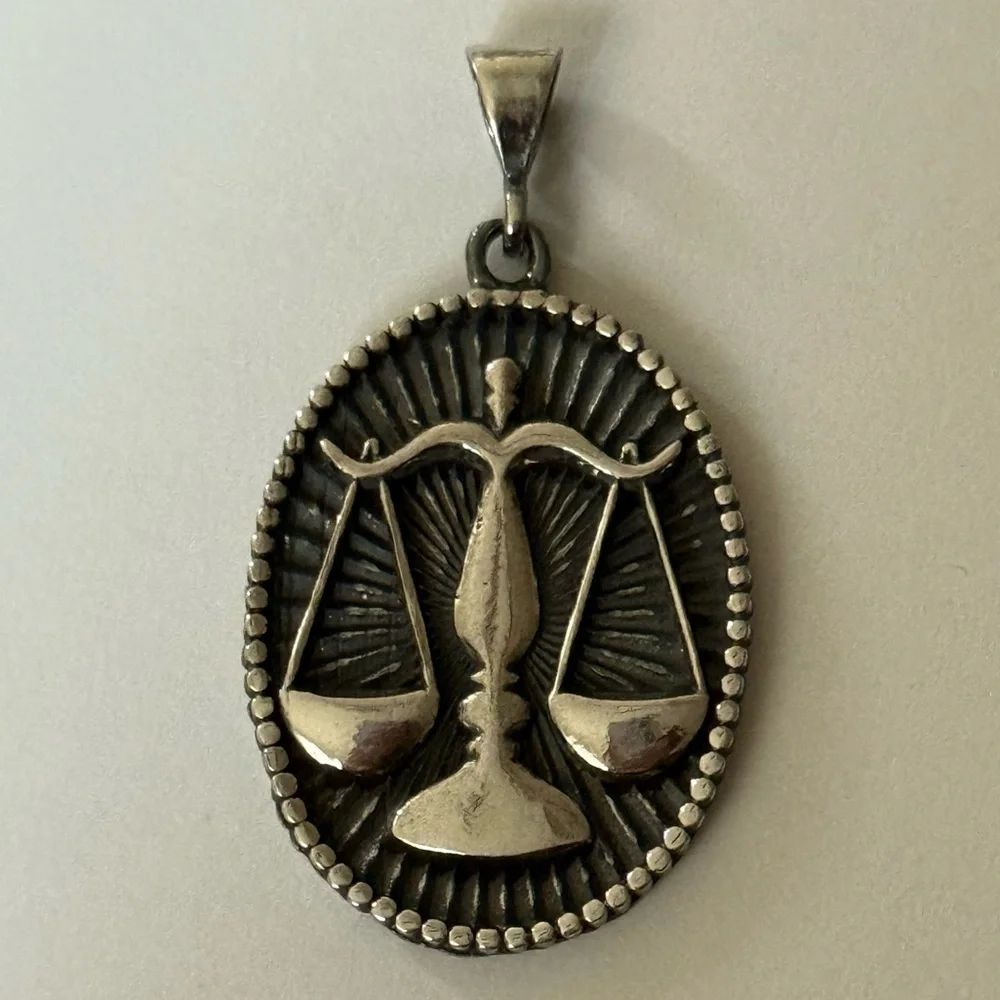 ⚖️ 925 Silver scale pendant for libra september october month horoscope sign
